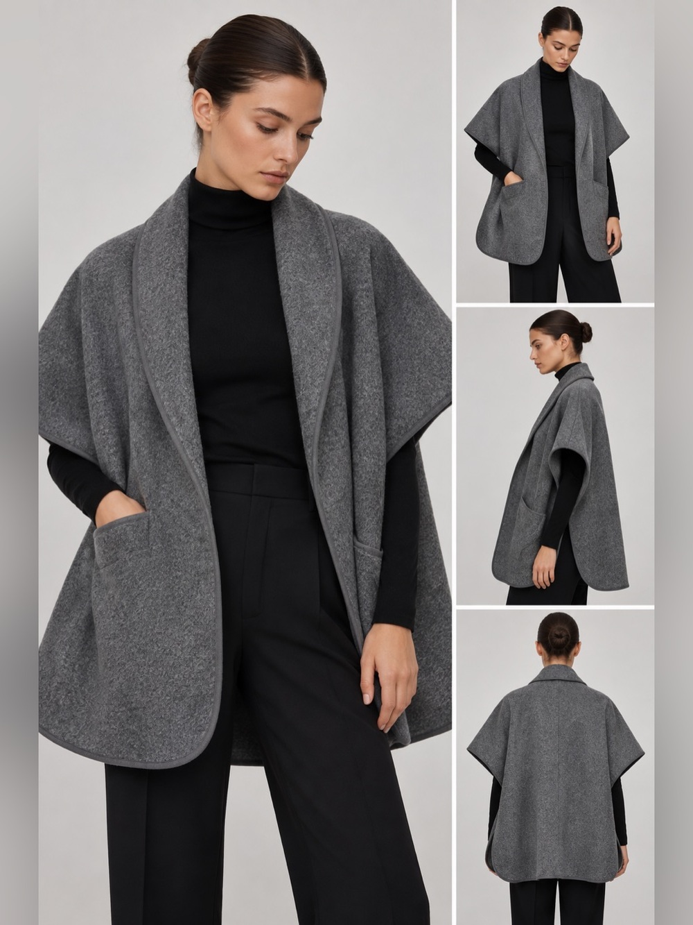 ARITZIA Talula Laverton Poncho Grey Wool Blend S/M